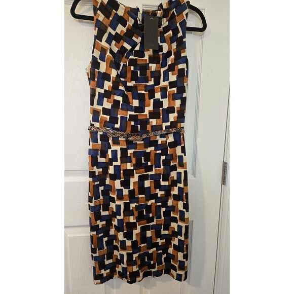 NWT Mango Suit Dress Geometry Pattern Elegant/belt Sz S Casual Formal Business - Picture 2 of 15